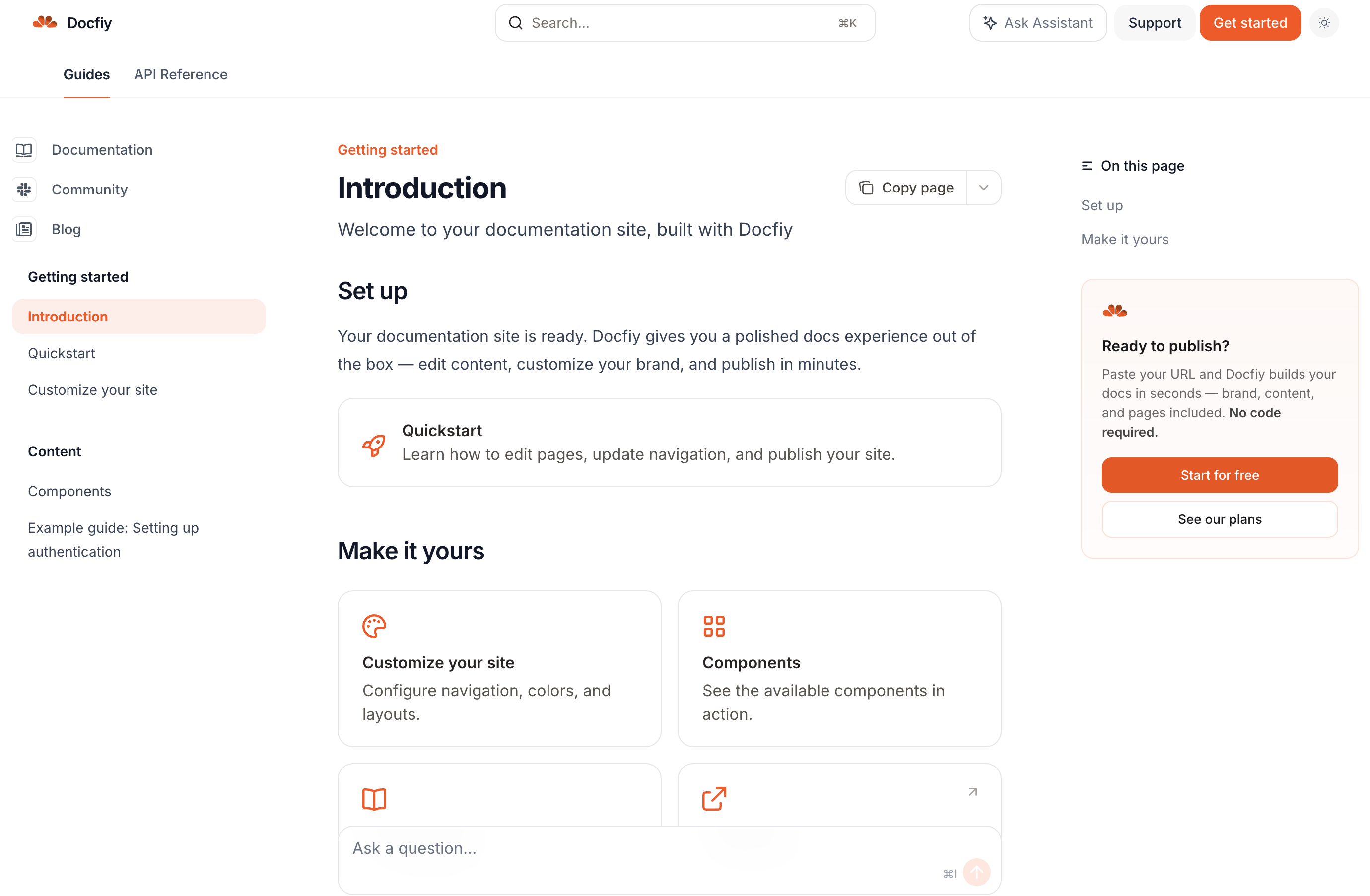 Docfiy documentation site preview